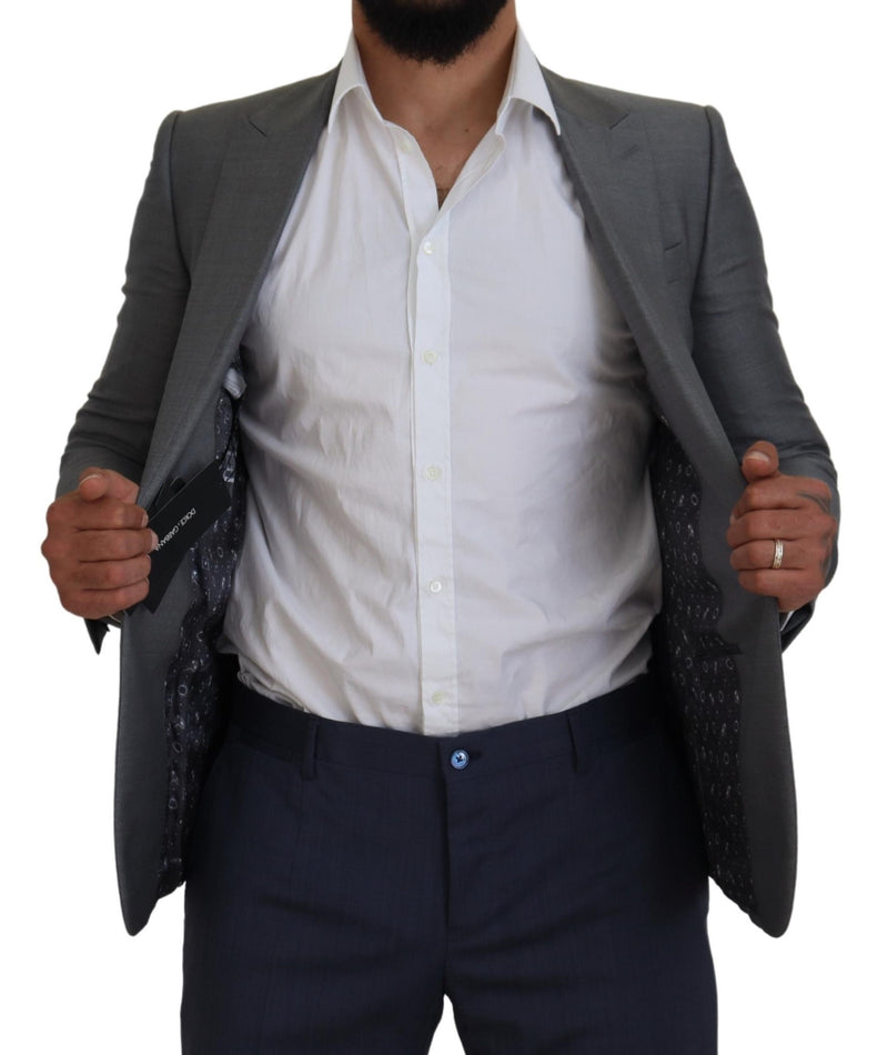 Gray Wool Silk Slim Fit Jacket Blazer