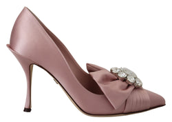 Pink Silk Clear Crystal Pumps Classic Shoes