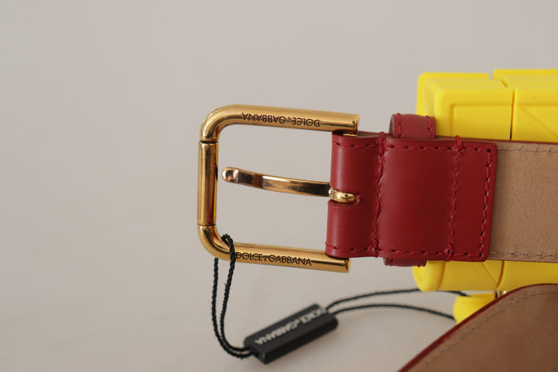 Red Leather Yellow DEVOTION Heart Bag Buckle Belt