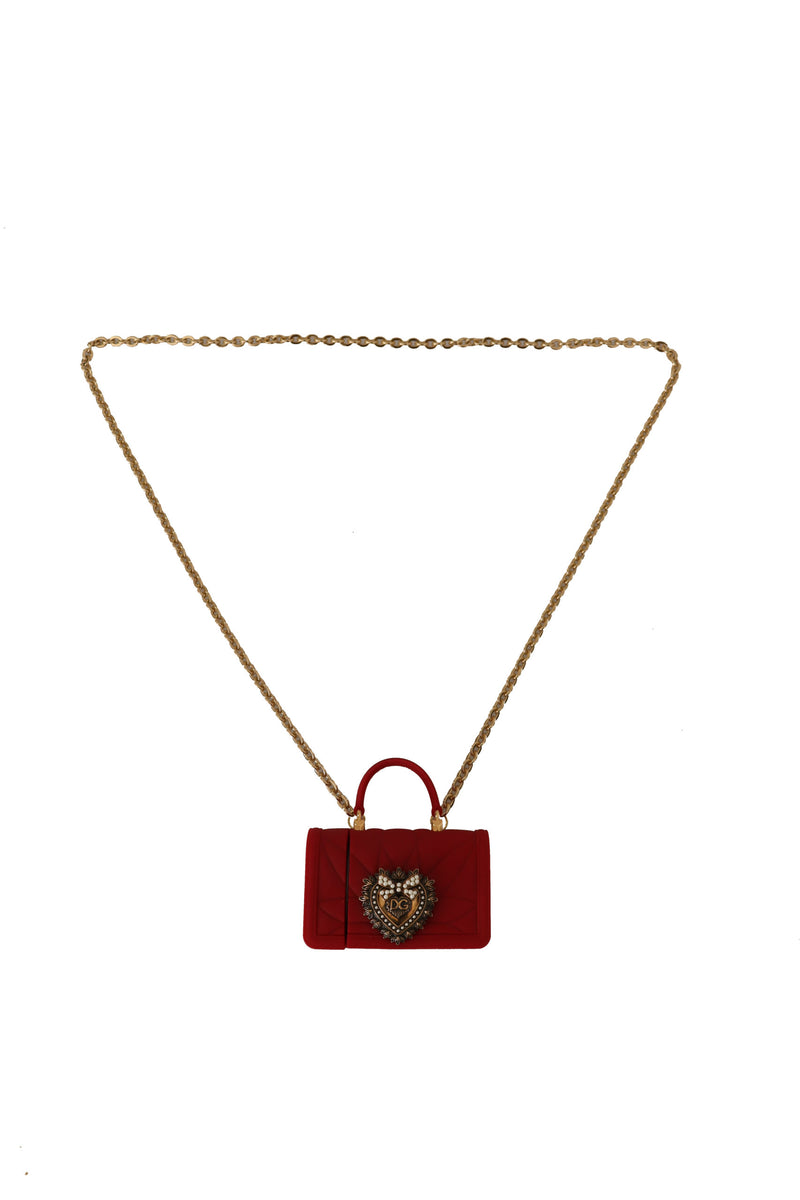 Gold Chain Red Devotion Micro Bag Airpod Case Necklace