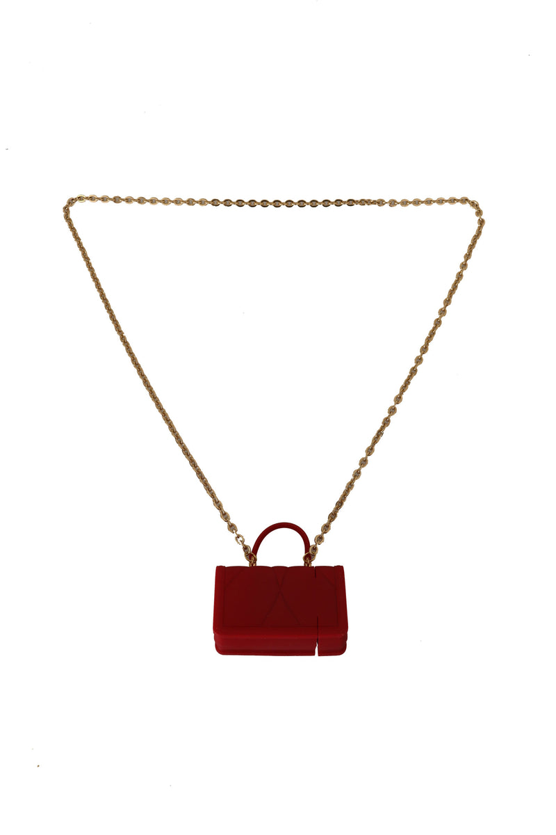 Gold Chain Red Devotion Micro Bag Airpod Case Necklace