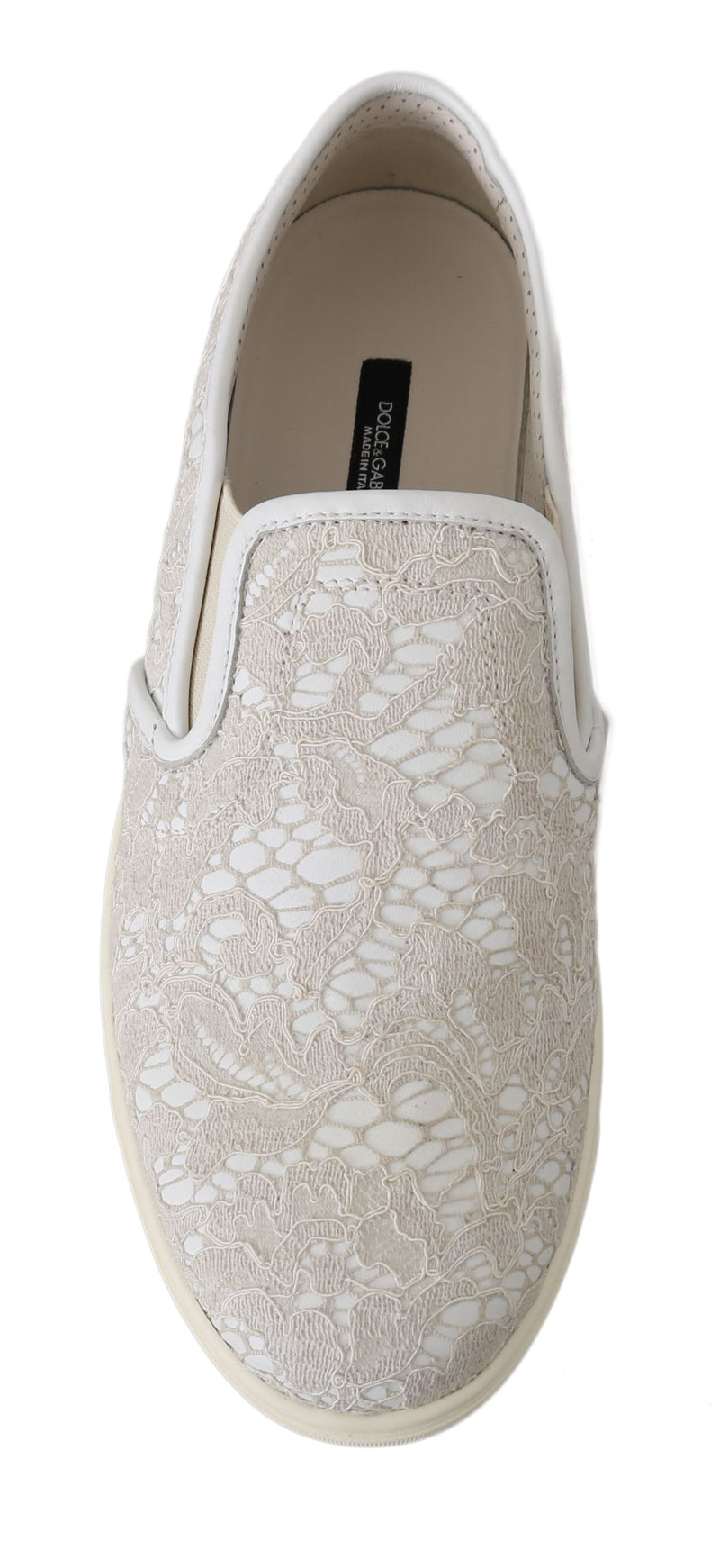 White Leather Lace Slip On Loafers Shoes