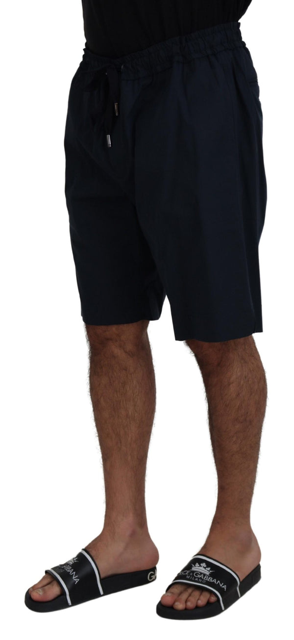 Blue Bermuda Mid Waist Casual Shorts