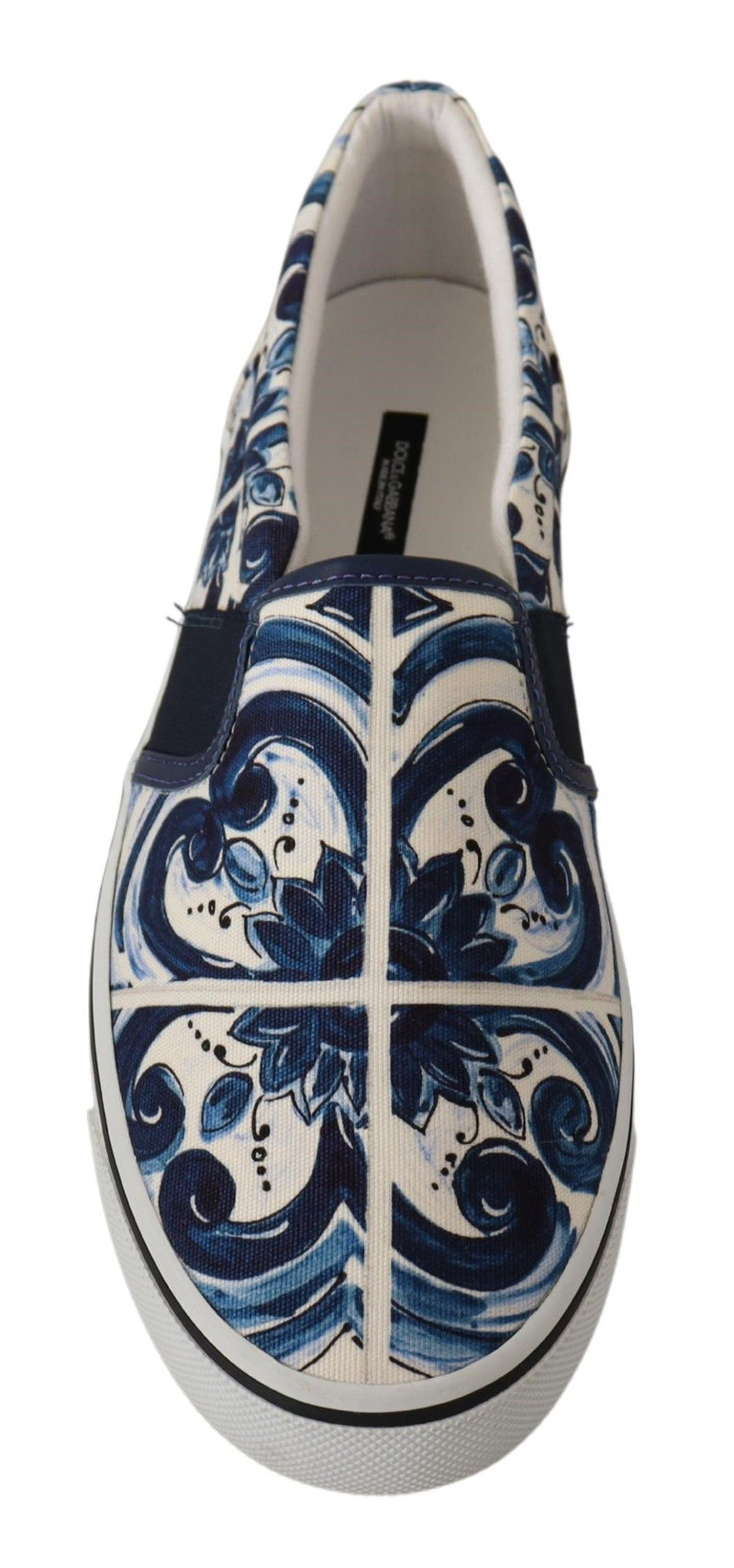 Blue Majolica Print Slip On Canvas Loafer Shoes