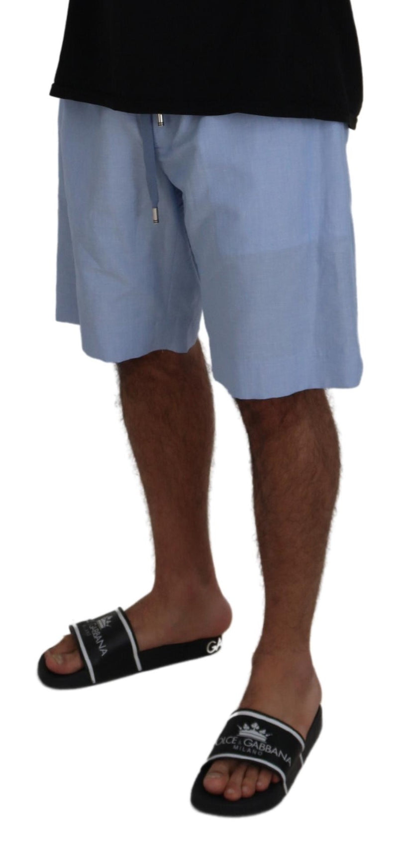 Light Blue Bermuda Mid Waist Casual Shorts