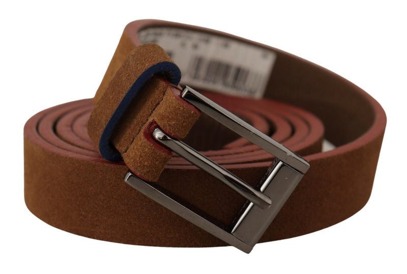 Brown Logo Engraved Metal Waist Buckle Belt