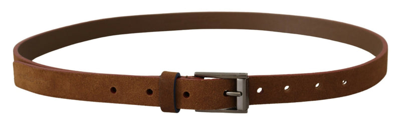 Brown Logo Engraved Metal Waist Buckle Belt