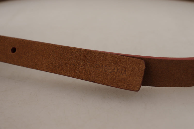 Brown Logo Engraved Metal Waist Buckle Belt