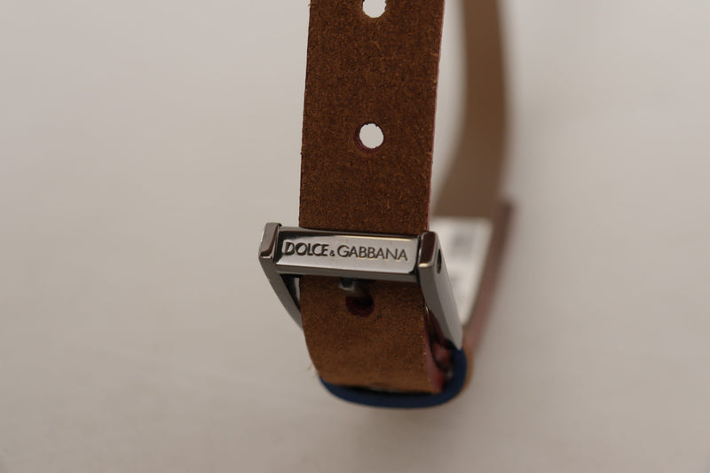 Brown Logo Engraved Metal Waist Buckle Belt