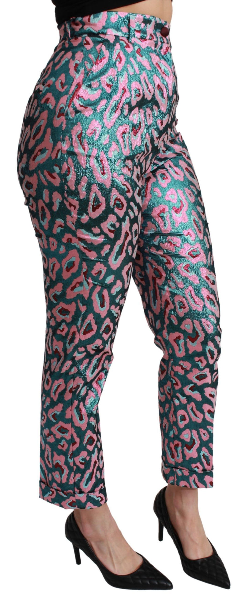 Multicolor Patterned Cropped High Waist Pants