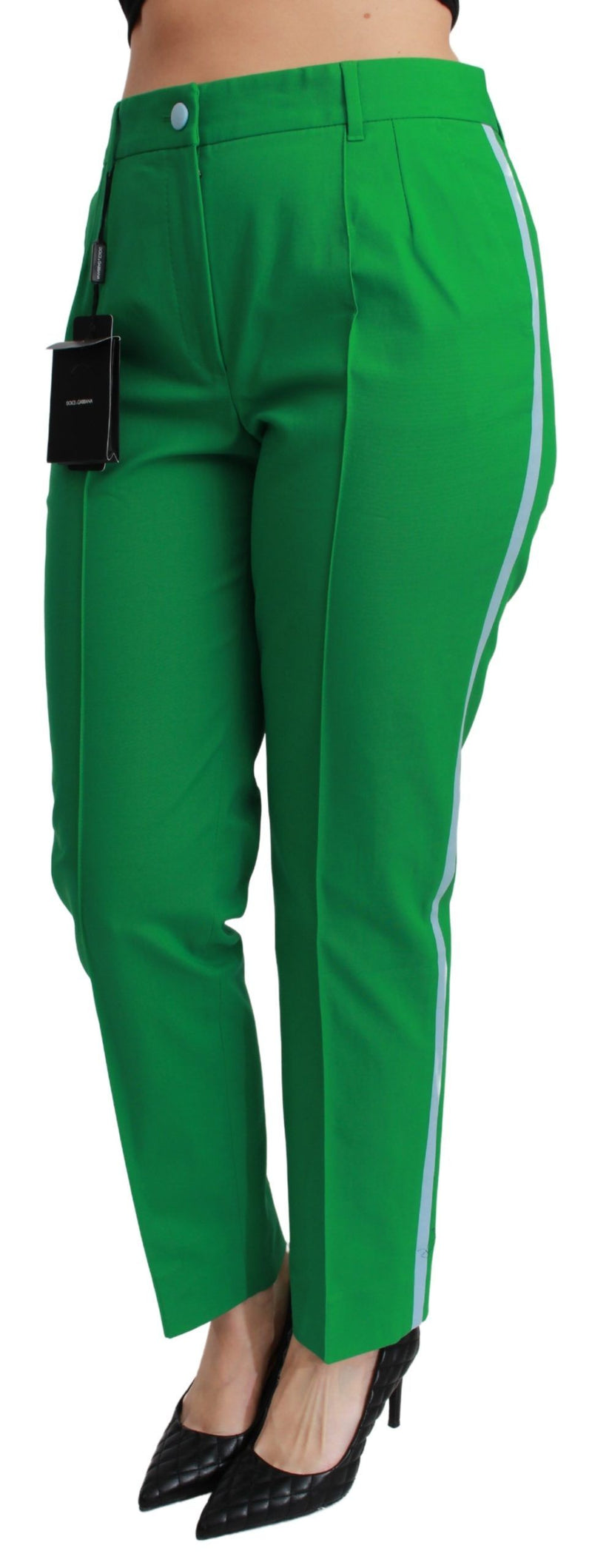 Green Cotton Stretch Trousers Pants