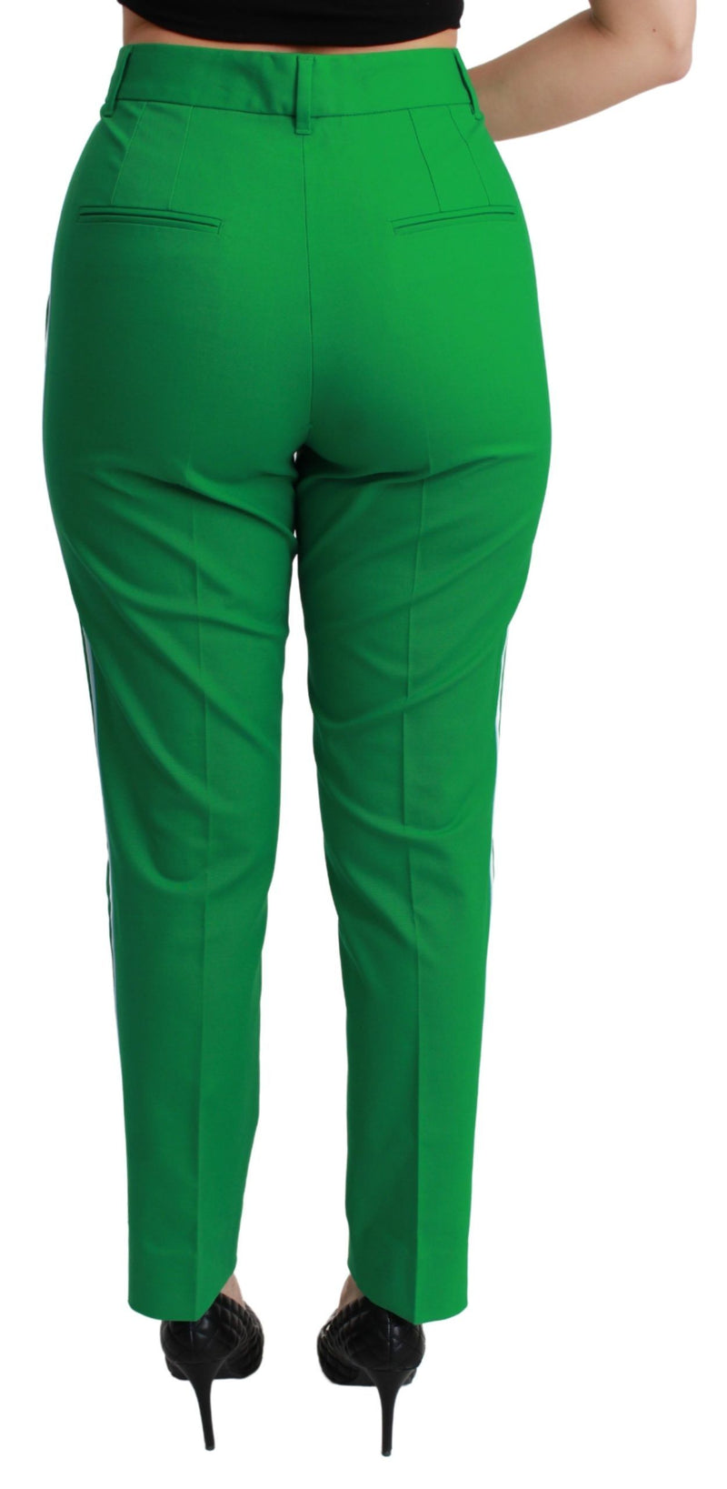 Green Cotton Stretch Trousers Pants