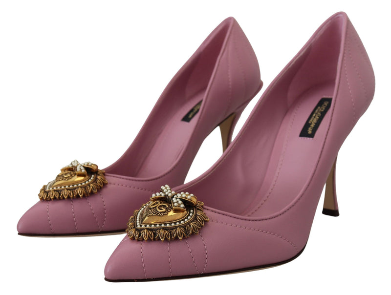 Pink Leather Heart DEVOTION Heels Pumps Shoes