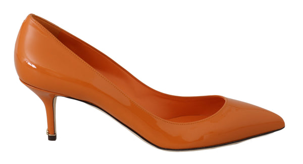 Orange Patent Leather Heels Pumps