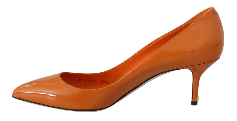 Orange Patent Leather Heels Pumps