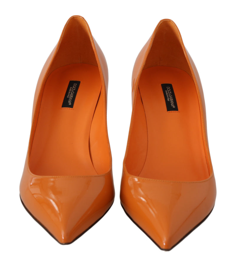 Orange Patent Leather Heels Pumps