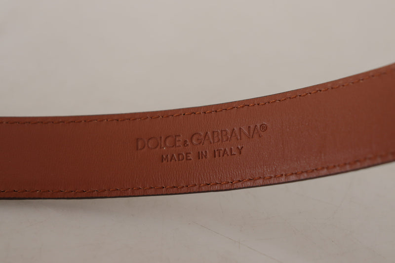 Brown Leopard Embossed Leather Buckle Belt