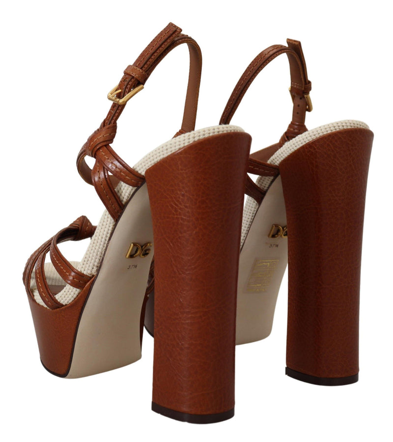 Brown Platform Leather Sandals Shoes