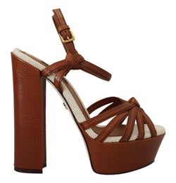 Brown Platform Leather Sandals Shoes