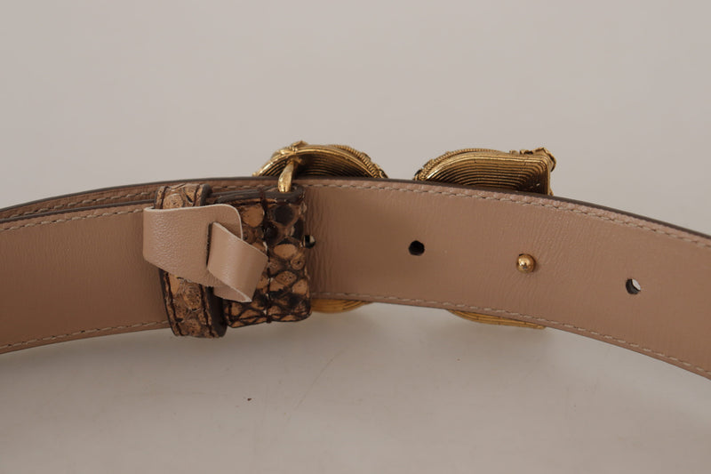 Brown Amore Exotic Leather DG Logo Buckle Belt