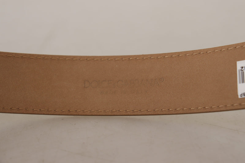 Metallic Gold Leather Logo Metal Waist Buckle Belt