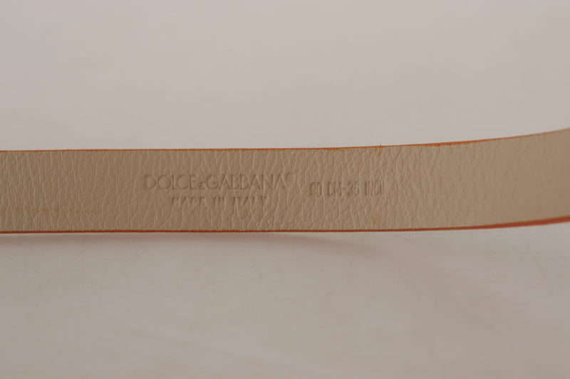 Nude Beige Skinny Logo Engraved Waist Buckle Belt