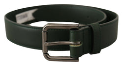 Army Green Leather Logo Metal Waist Buckle Belt