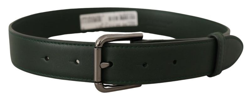 Army Green Leather Logo Metal Waist Buckle Belt