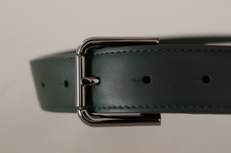 Army Green Leather Logo Metal Waist Buckle Belt