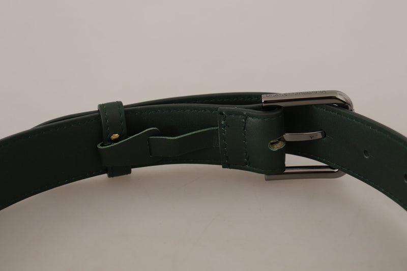 Army Green Leather Logo Metal Waist Buckle Belt