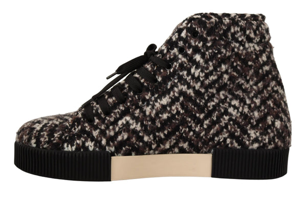 Brown Chevron Casual High Top Sneakers