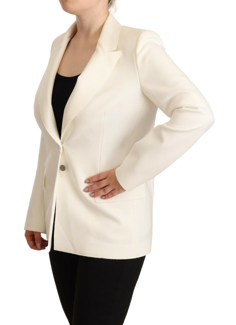 Beige Long Sleeves Single Breasted Coat Jacket