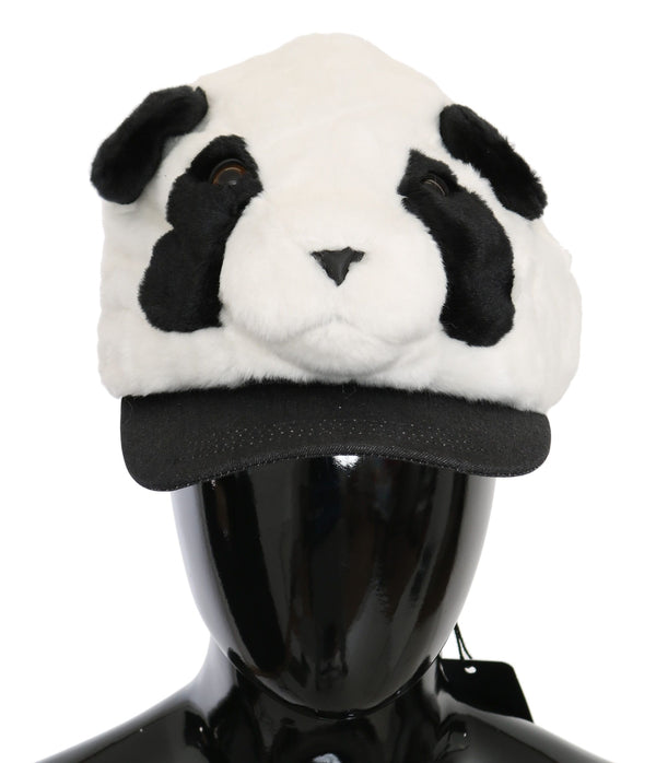 Black White Panda Fur Baseball Cotton Hat