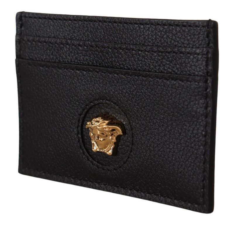 Black Calf Leather Card Holder Wallet