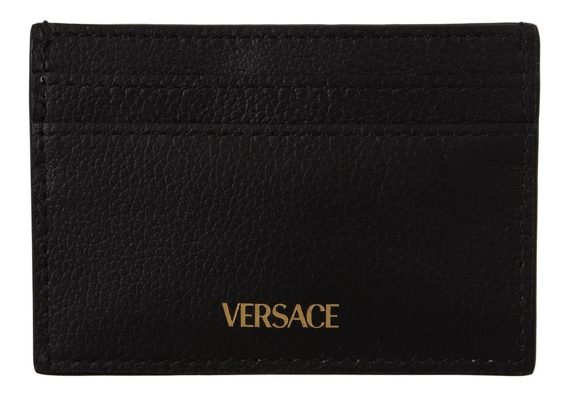 Black Calf Leather Card Holder Wallet