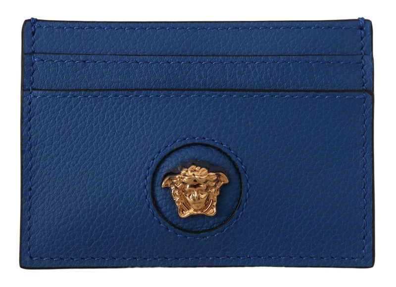 Blue Calf Leather Card Holder Wallet