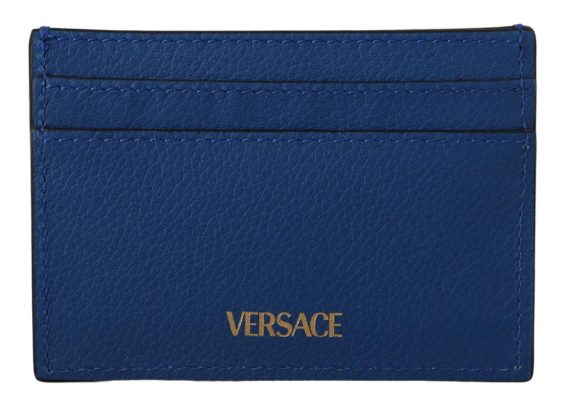 Blue Calf Leather Card Holder Wallet