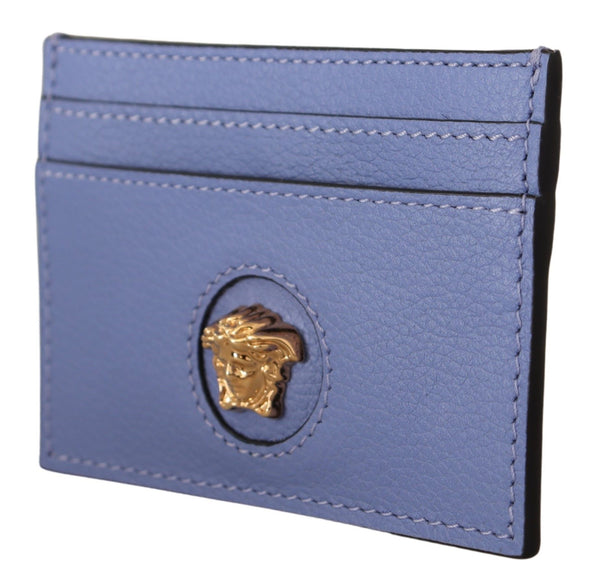 Light Blue Calf Leather Card Holder Wallet