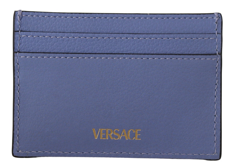 Light Blue Calf Leather Card Holder Wallet