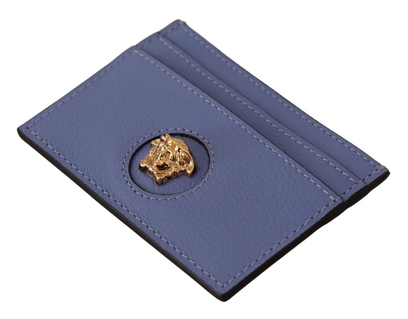 Light Blue Calf Leather Card Holder Wallet