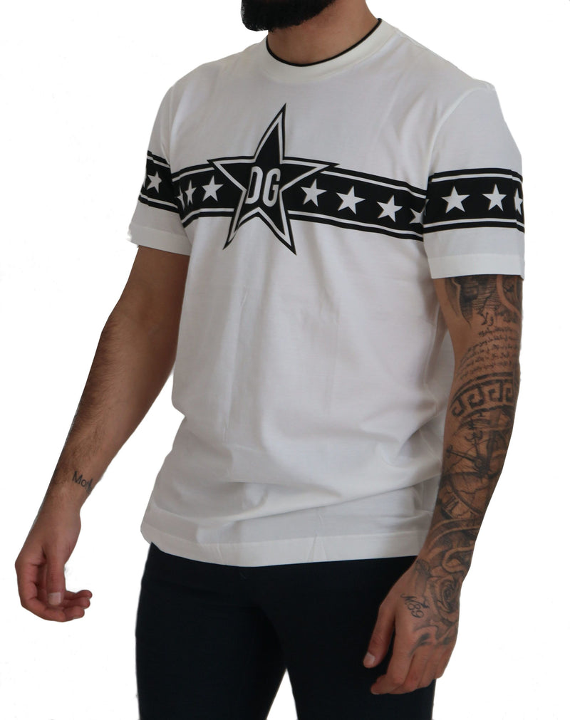 White Cotton DG Star Logo Print T-shirt