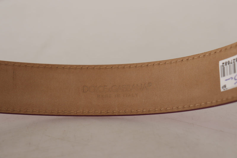 Pink Leather Gold Logo Engraved Waist Buckle Belt