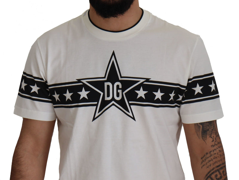 White Cotton DG Star Logo Print T-shirt