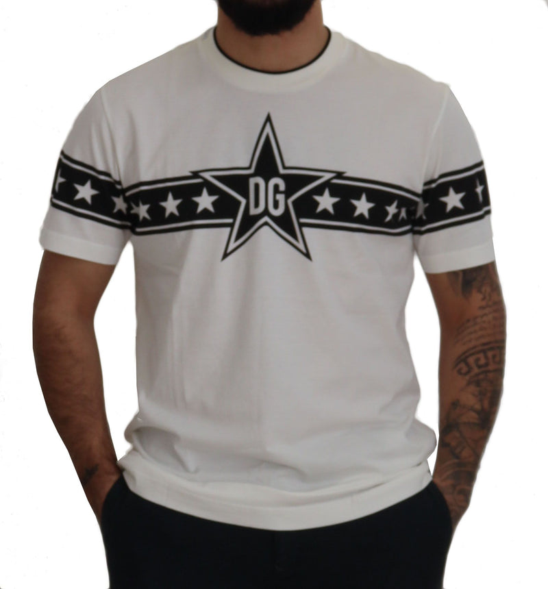 White Cotton DG Star Logo Print T-shirt