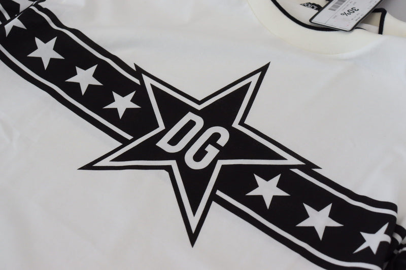 White Cotton DG Star Logo Print T-shirt