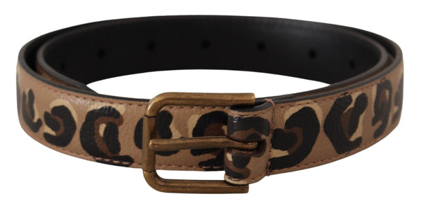 Brown Leopard Print Vintage Metal Waist Buckle Belt