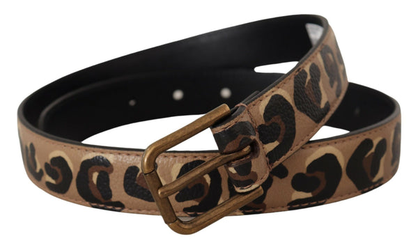 Brown Leopard Print Vintage Metal Waist Buckle Belt