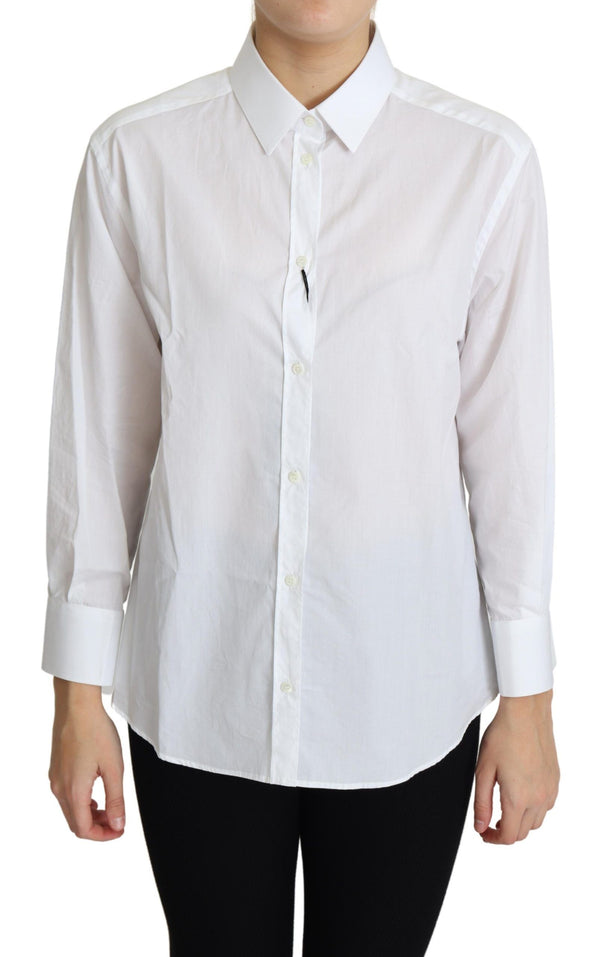 White Cotton Poplin Collared Dress Shirt Top