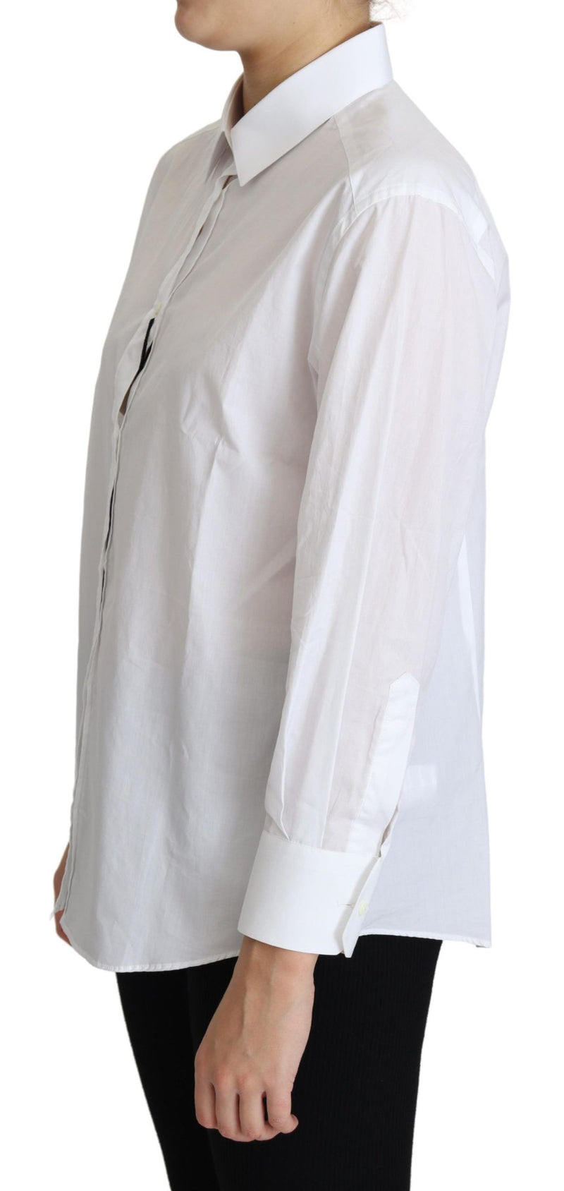 White Cotton Poplin Collared Dress Shirt Top