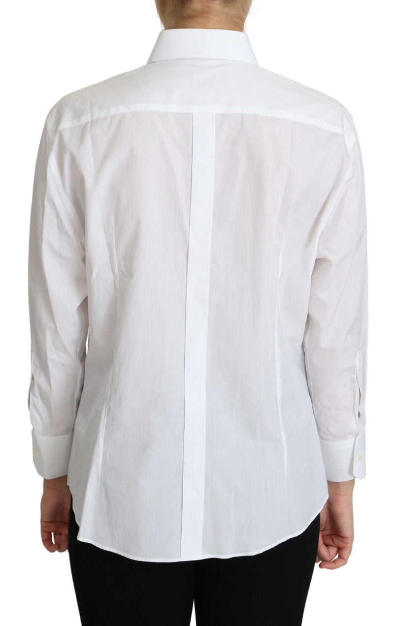 White Cotton Poplin Collared Dress Shirt Top